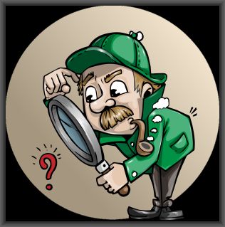 detective looking through magnify glass